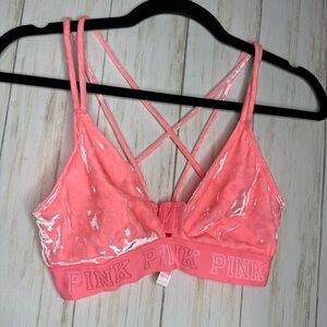 PINK Victoria's Secret Velvet Bralette in Velour Coral Small